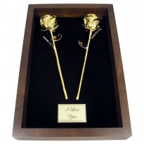 2 11" Gold Roses in 50th Anniversary Gift Shadow Box