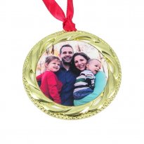 Gold or Silver Custom Family Photo Christmas Ornament