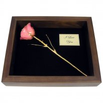 11" 24k Gold Trimmed Rose in Personalized Shadow Box