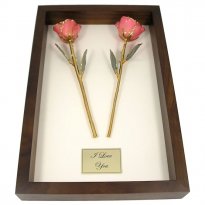24k Gold Roses in Personalized Anniversary Shadow Box