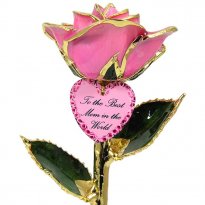 Personalized Mother's Day Gift: 11" 24k Gold Rose and Heart