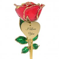 8" 24k Gold Rose and Personalized Heart Charm