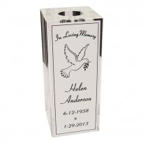 Personalized Crystal Bud Vase with Memorial Dove