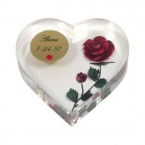 Personalized Birthstone Heart Paperweight with Rose