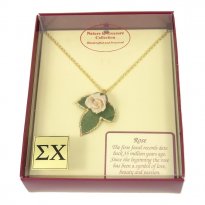 24k Gold Sigma Chi Greek Letters Mini Rose Pendant Gift