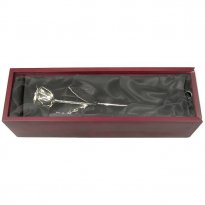 Silver Dipped Rose in Rosewood Case 25th Anniversary Gift