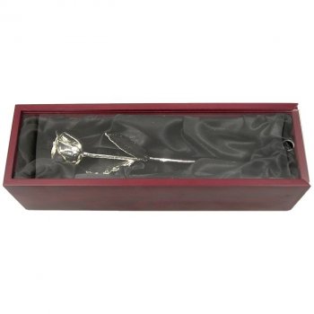 Silver Dipped Rose in Rosewood Case 25th Anniversary Gift: Love Is A Rose