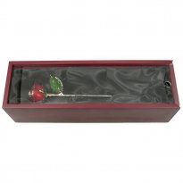 Trimmed Silver Rose in Rosewood Display Case