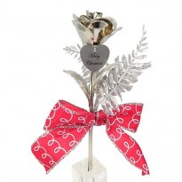 Silvery Christmas Rose and FREE Heart Charm