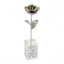 Personalized Vase with Silver Heirloom Rose