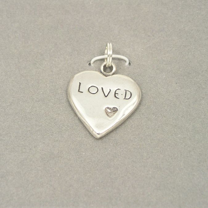 Sterling Silver Character Heart Charm: Love Is A Rose