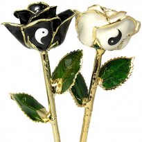 2 Yin-Yang Black and White Personalized Roses